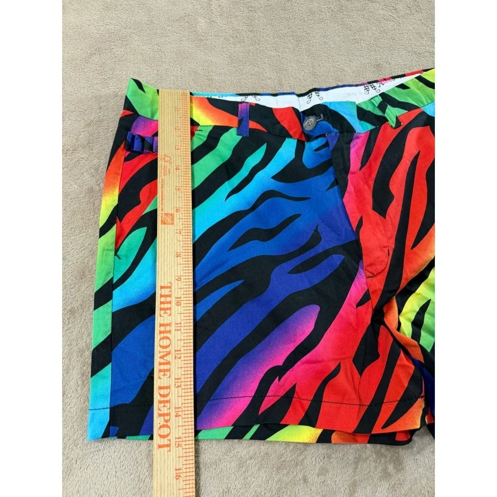 Royal & Awesome Mens Rainbow Zebra Golf Shorts size 38 Multi Color Stretch EUC‎